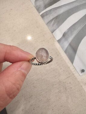 Sterling Silver Rose Quartz Twisted Band Ring - Lavender Size 7
